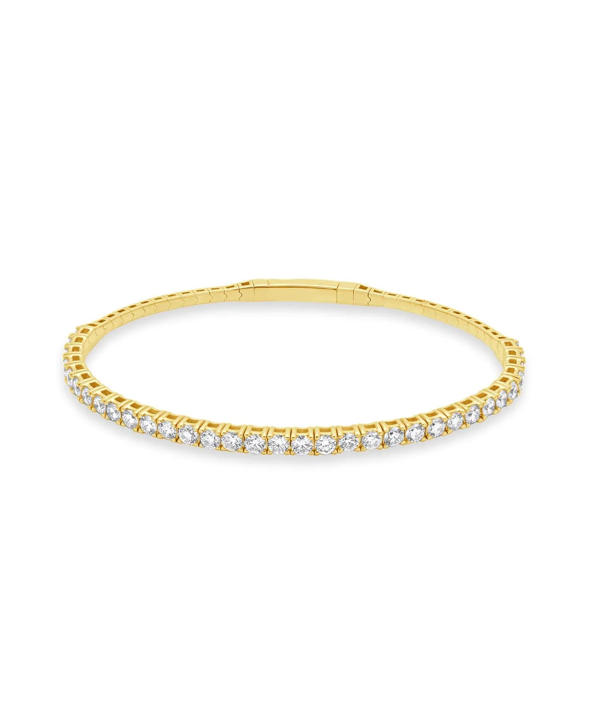 14K Yellow Gold Diamond Flexible Bangle Bracelet 2.85cttw