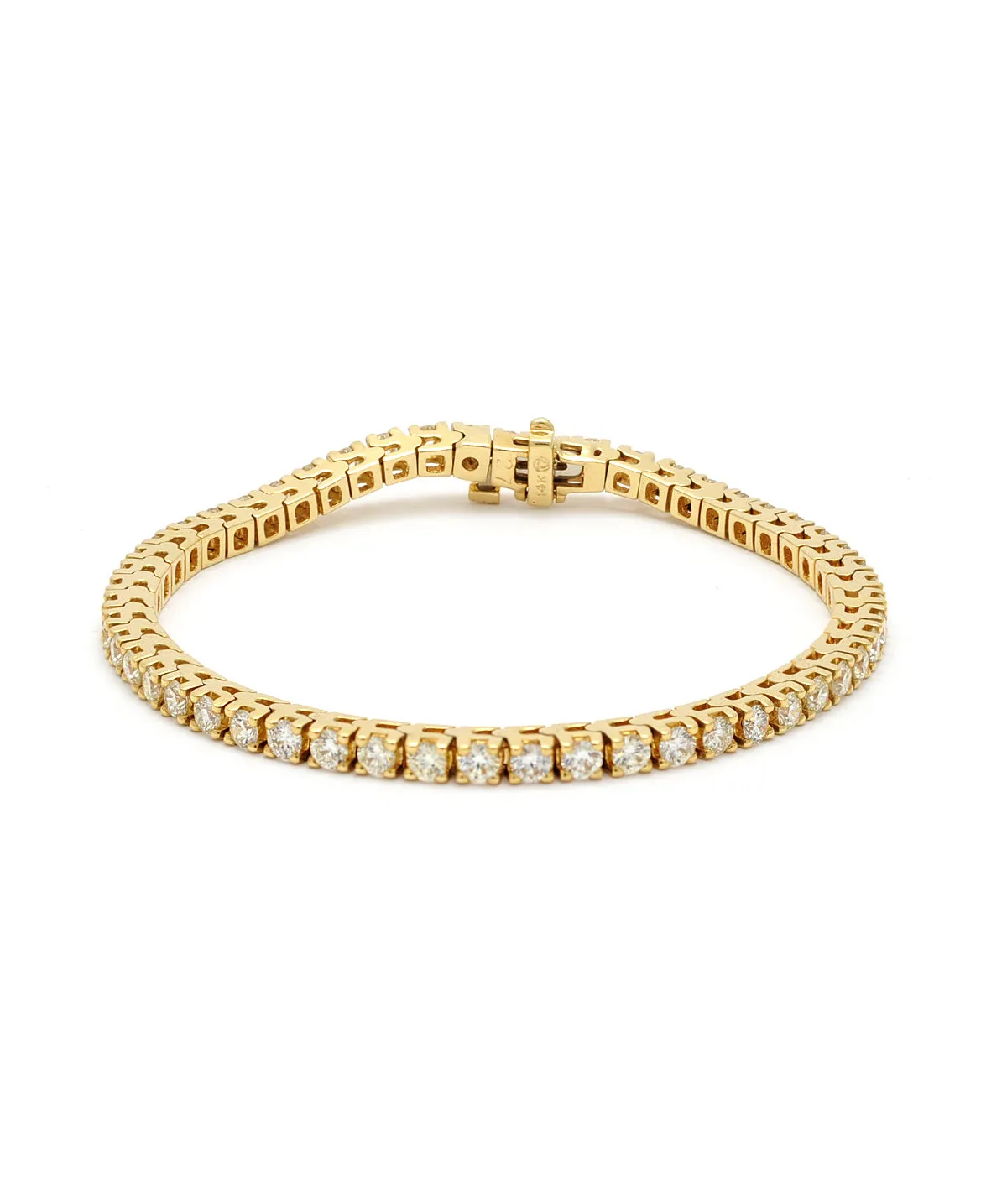 14K Yellow Gold Diamond Tennis Bracelet 4.84cttw