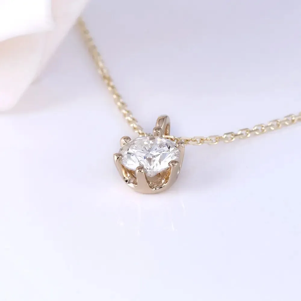 14k Yellow Gold Moissanite Necklace 1ct