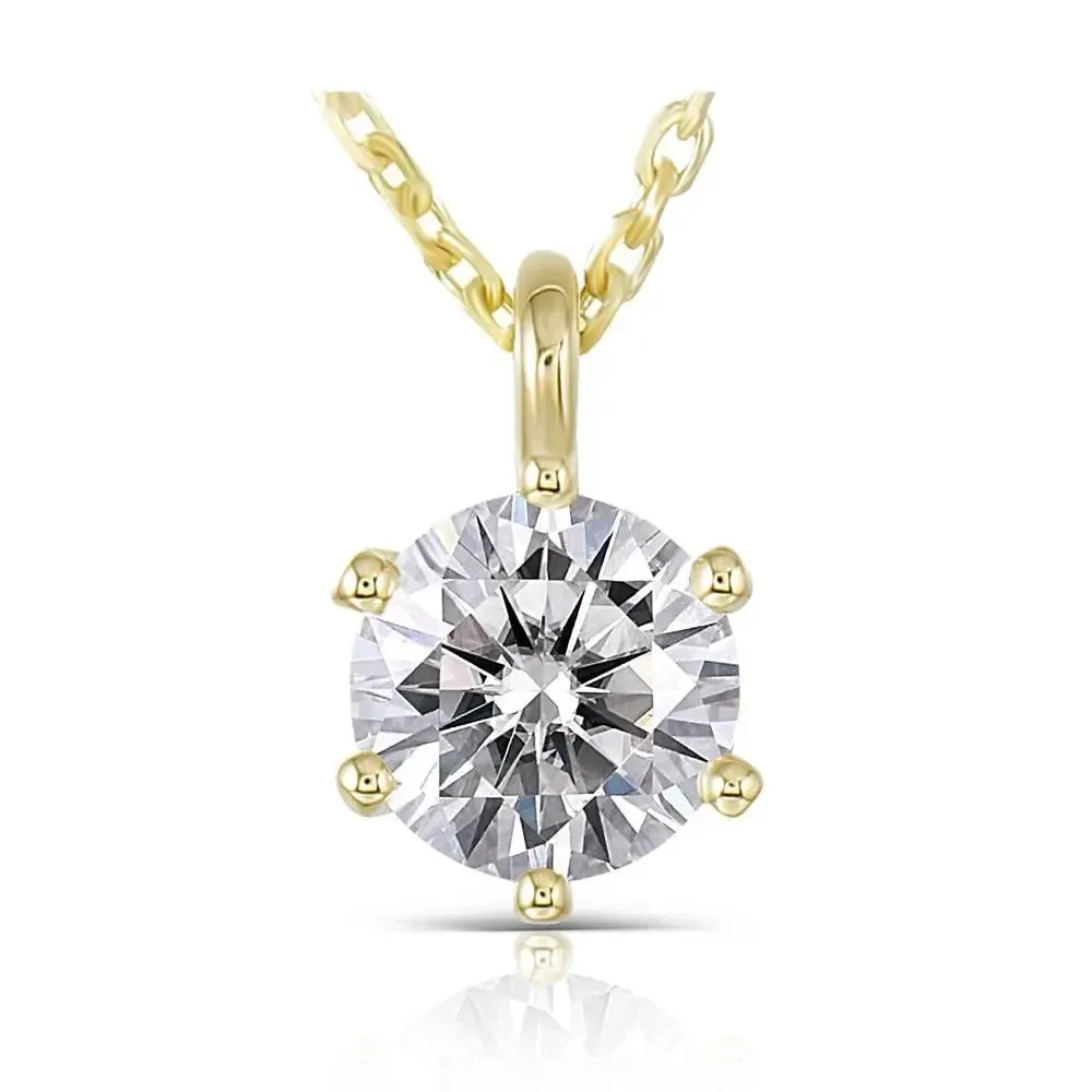 14k Yellow Gold Moissanite Necklace 1ct