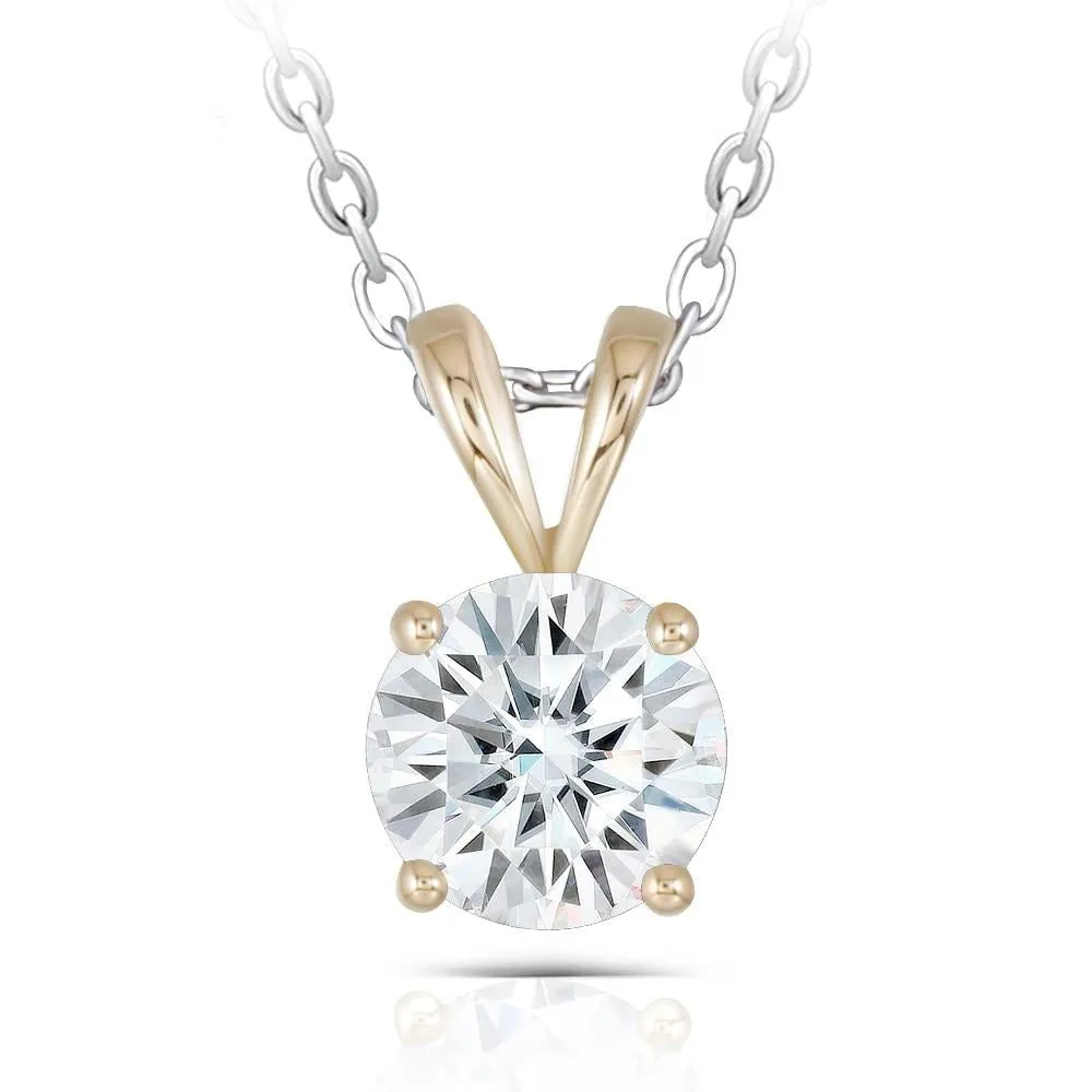 14k Yellow Gold Moissanite Necklace 2ct