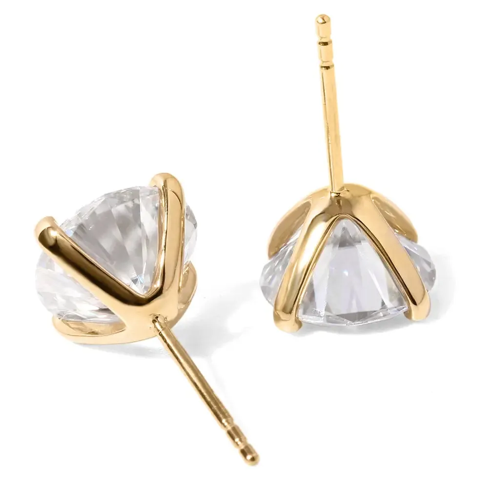 14k Yellow Gold Moissanite Stud Earrings 1ctw - 2.4ctw Options