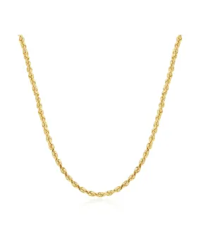 14K Yellow Gold Solid 3.0mm Rope Chain 24