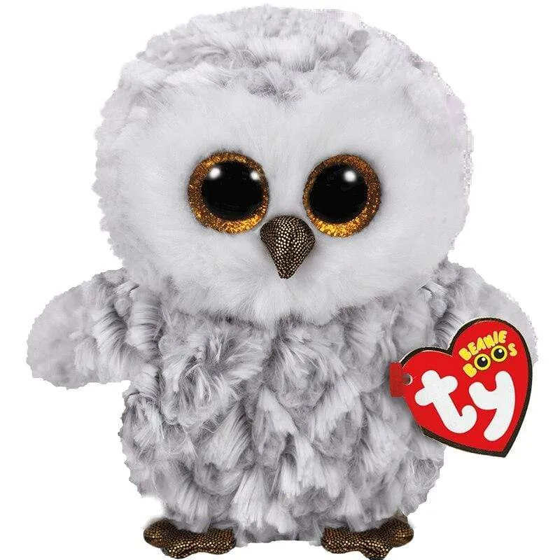 15CM Ty Beanie Owlette Sparkly Glitter Eyes White Grey Owl Cute Animal Doll Birthday Gift Soft Stuffed Plush Toy Kids