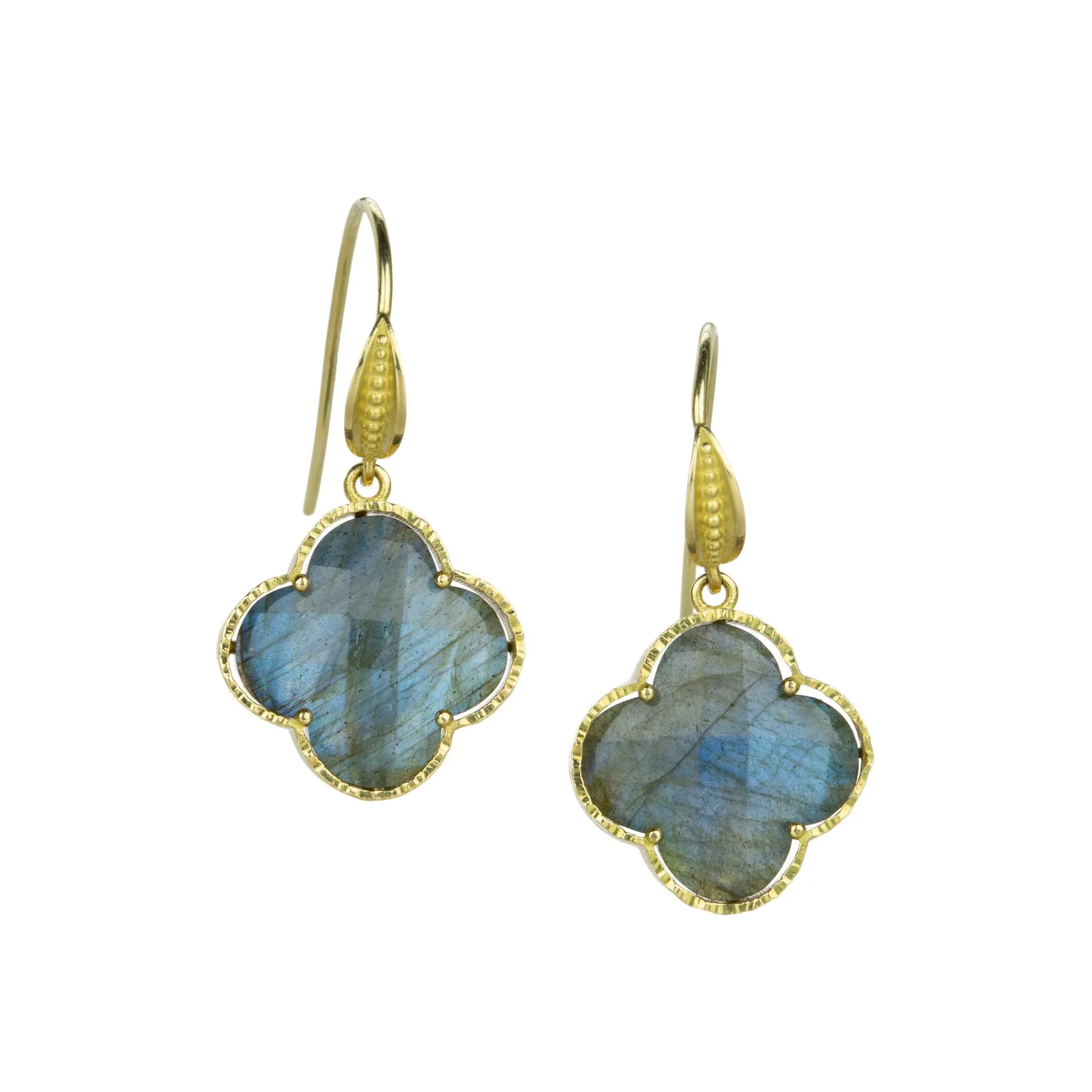 18k Clover Labradorite Earrings