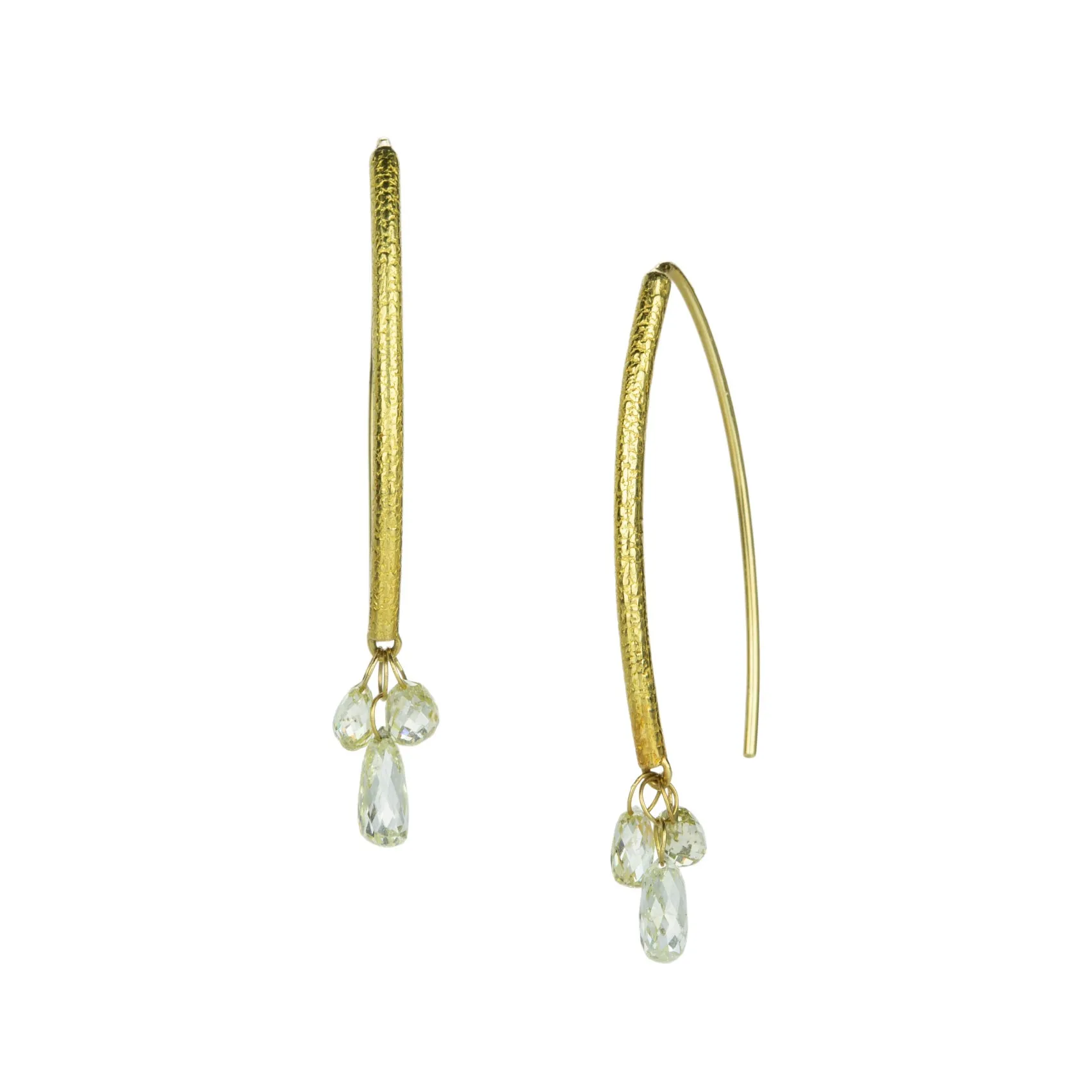 18k Lemon Diamond Briolette Drops