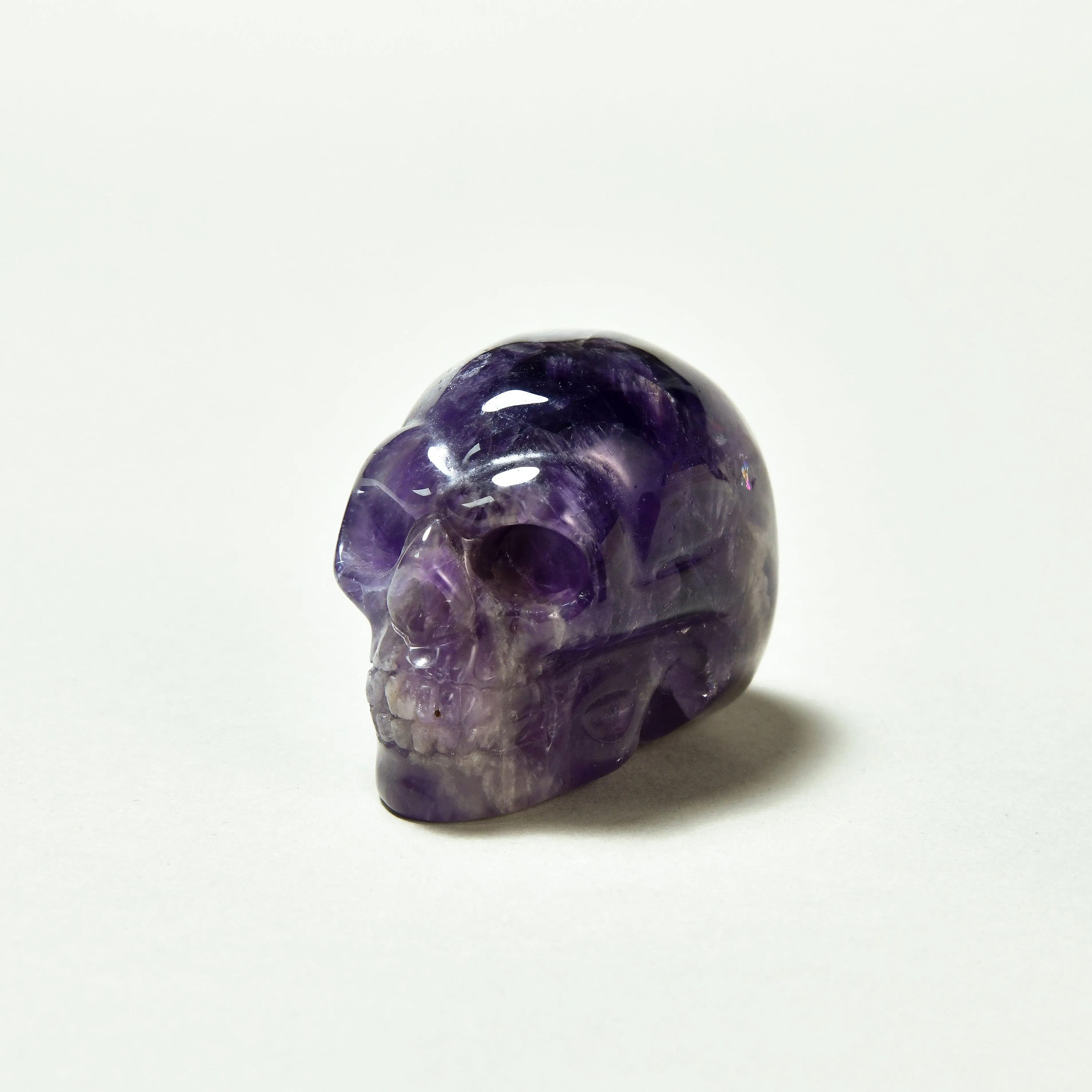 2 Amethyst Skull Natural Gemstone Carving