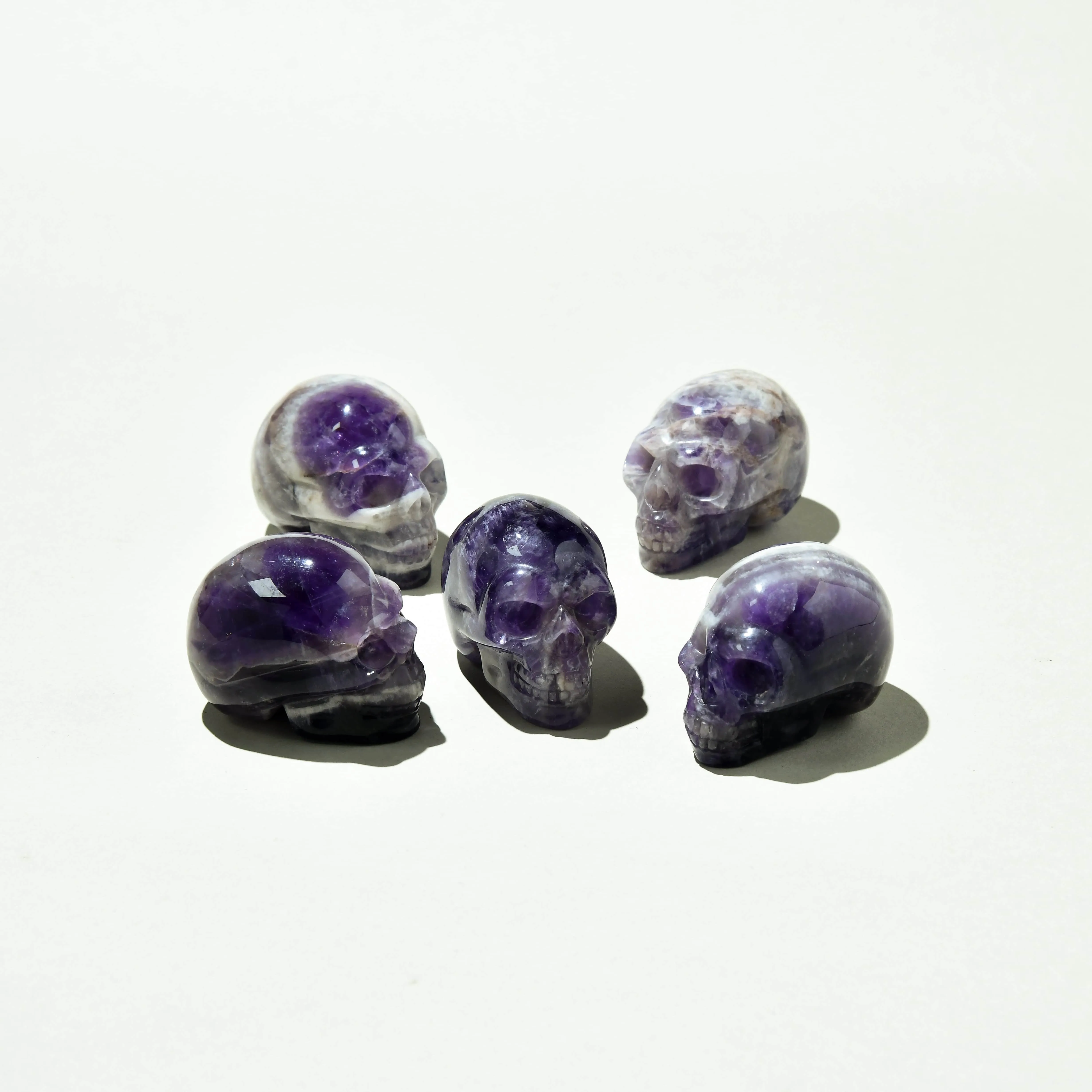 2 Amethyst Skull Natural Gemstone Carving