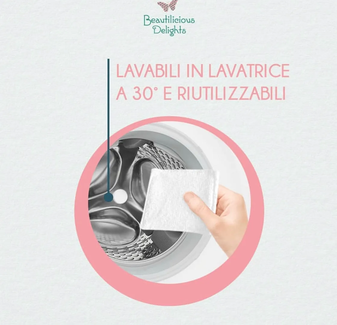 2 Pad Struccanti Doppi Bicolore Riutilizzabili in Fibra di Bambù