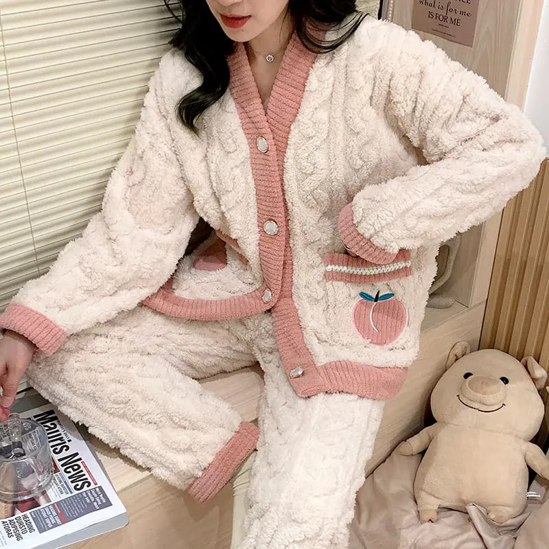 2 Pcs Women 's Long Sleeve Sleep Set 466711 - XS