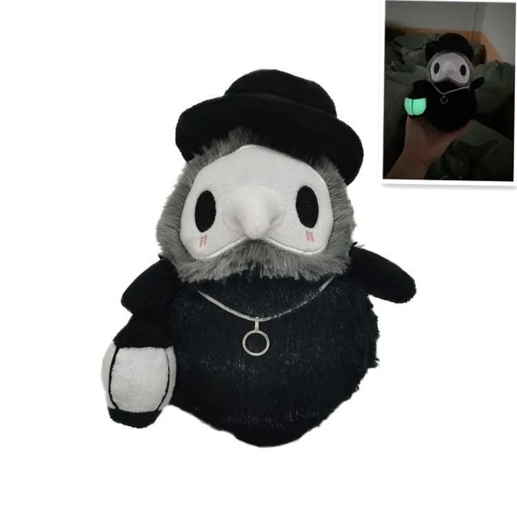 20cm Cartoon Animal Plague Doctor Stuffed Plush Toy Halloween Decoration Beak Doctor Party Prom Props Luminous Horrible Granny