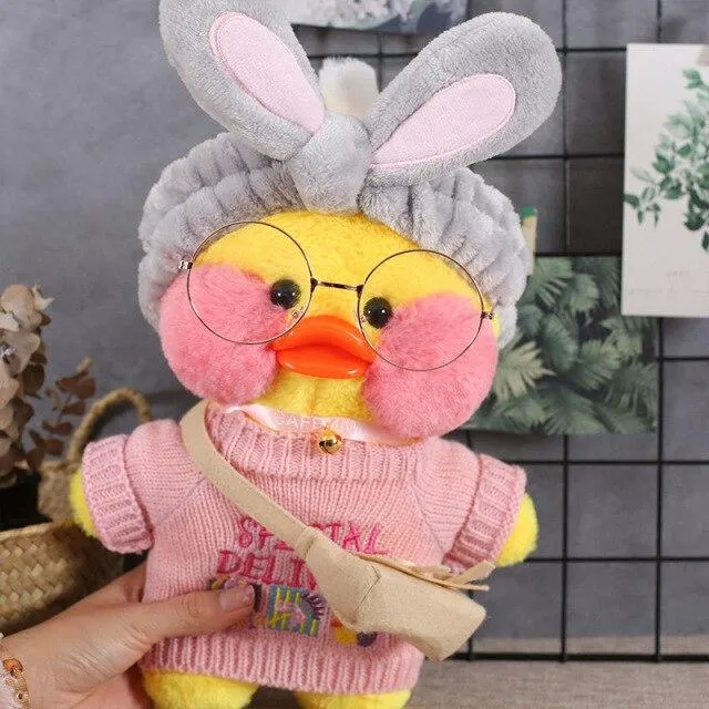 30cm Cartoon LaLafanfan Cafe Yellow Duck Plush Toy Stuffed Soft Kawaii Duck Doll Animal Pillow Girl Birthday Gift for Children