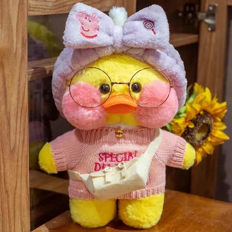 30cm Cartoon LaLafanfan Cafe Yellow Duck Plush Toy Stuffed Soft Kawaii Duck Doll Animal Pillow Girl Birthday Gift for Children