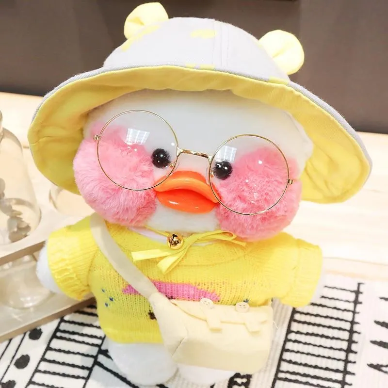 30cm Cartoon LaLafanfan Cafe Yellow Duck Plush Toy Stuffed Soft Kawaii Duck Doll Animal Pillow Girl Birthday Gift for Children