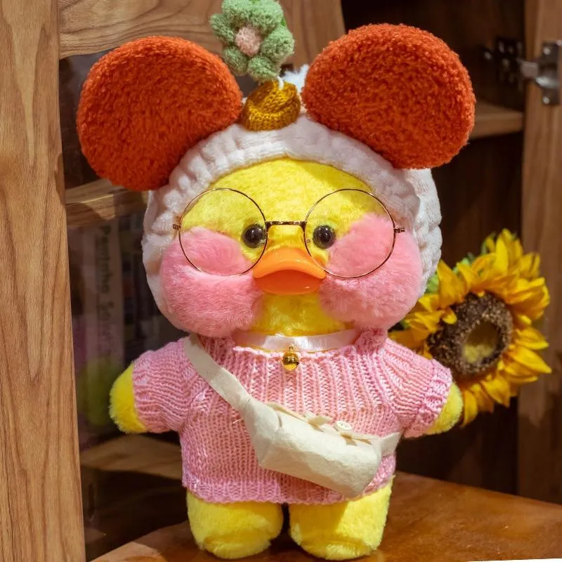 30cm Cartoon LaLafanfan Cafe Yellow Duck Plush Toy Stuffed Soft Kawaii Duck Doll Animal Pillow Girl Birthday Gift for Children