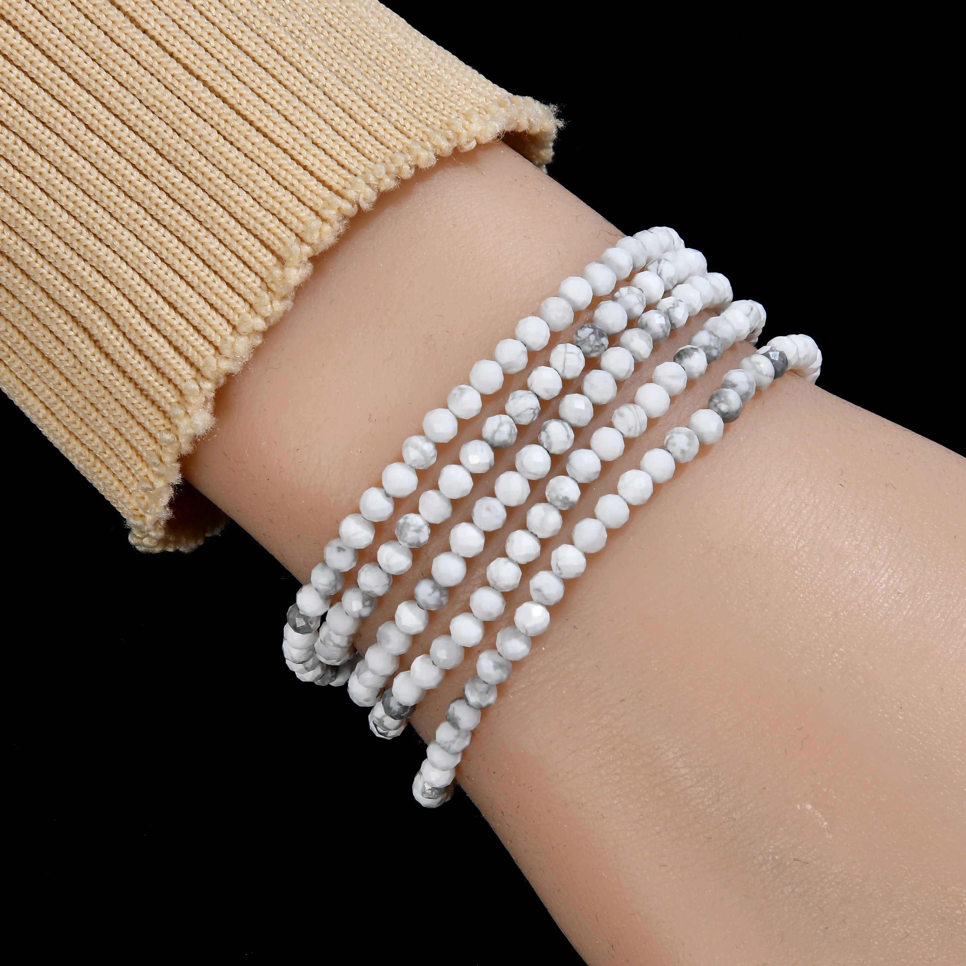 3mm Howlite Faceted 31 Necklace / Multi Wrap Bracelet