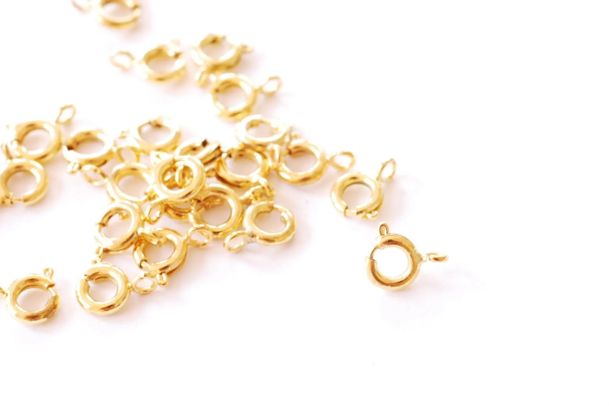 5 pcs Pack | 6mm Spring Clasps | 18K Gold Plated over Brass | Bulk Wholesale Clasp Open Jump Ring Jewelry Making Supplies HarperCrown B348