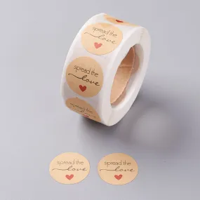 500 Package Stickers, spread the love, 1 round, pap0153