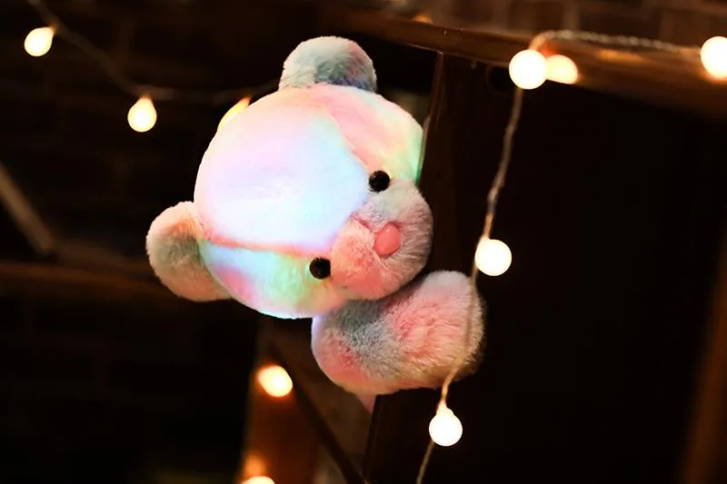 50cm 30cm Rainbow Creative Light Up LED Teddy Bear Stuffed Animals Plush Toy Colorful Glowing Christmas Gift for Kids Pillow