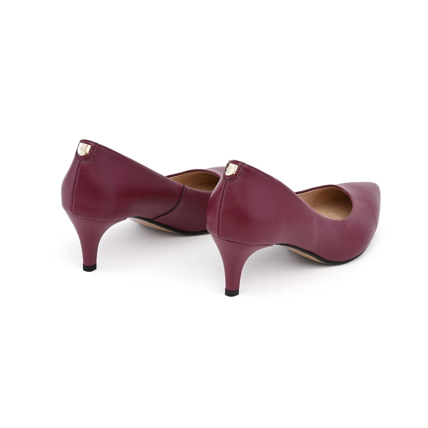 55mm Vegan Apple Leather Heels | Burgundy Bliss