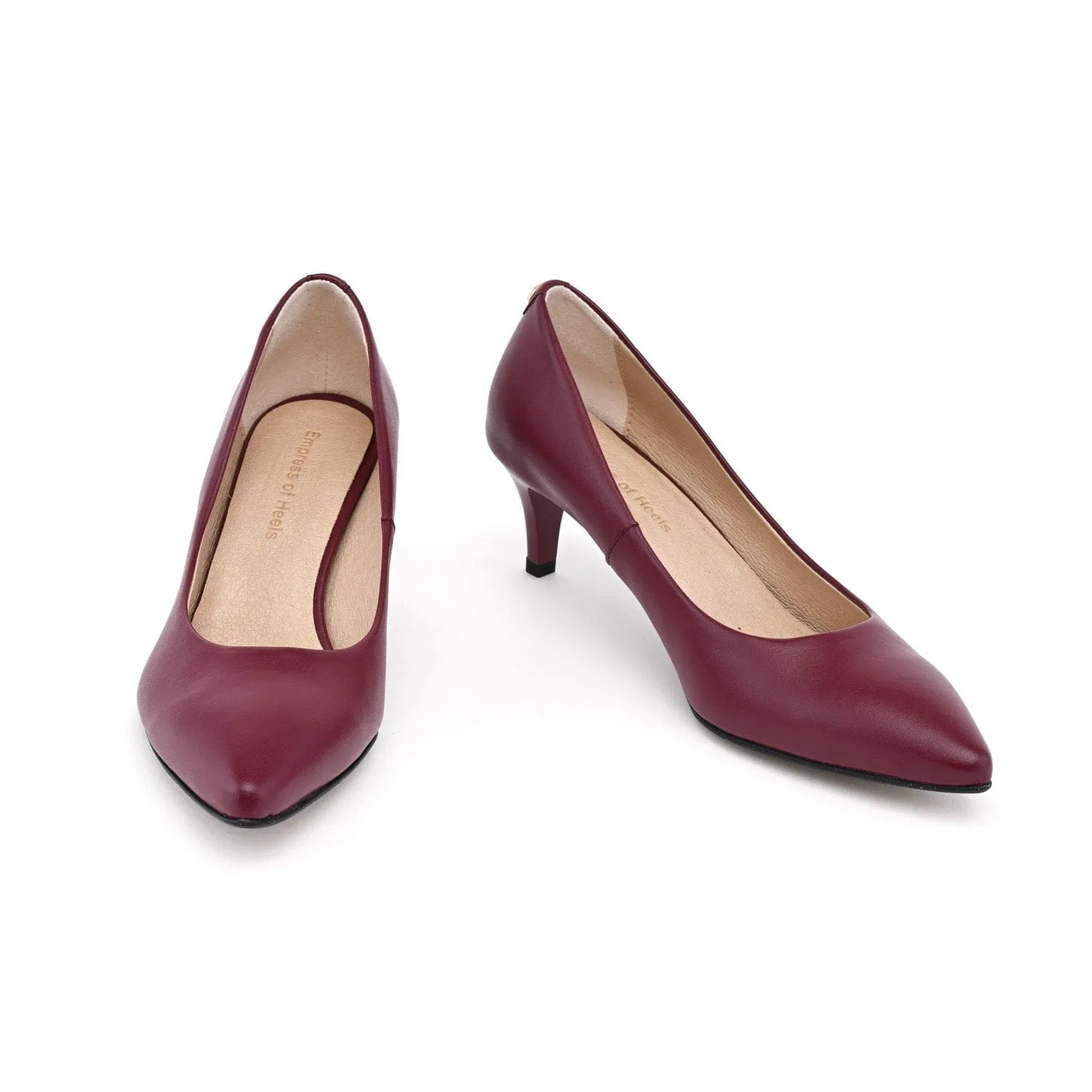 55mm Vegan Apple Leather Heels | Burgundy Bliss