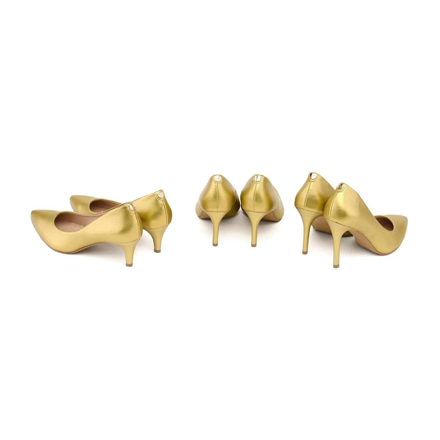 75mm Vegan Apple Leather Heels | Golden Glamour