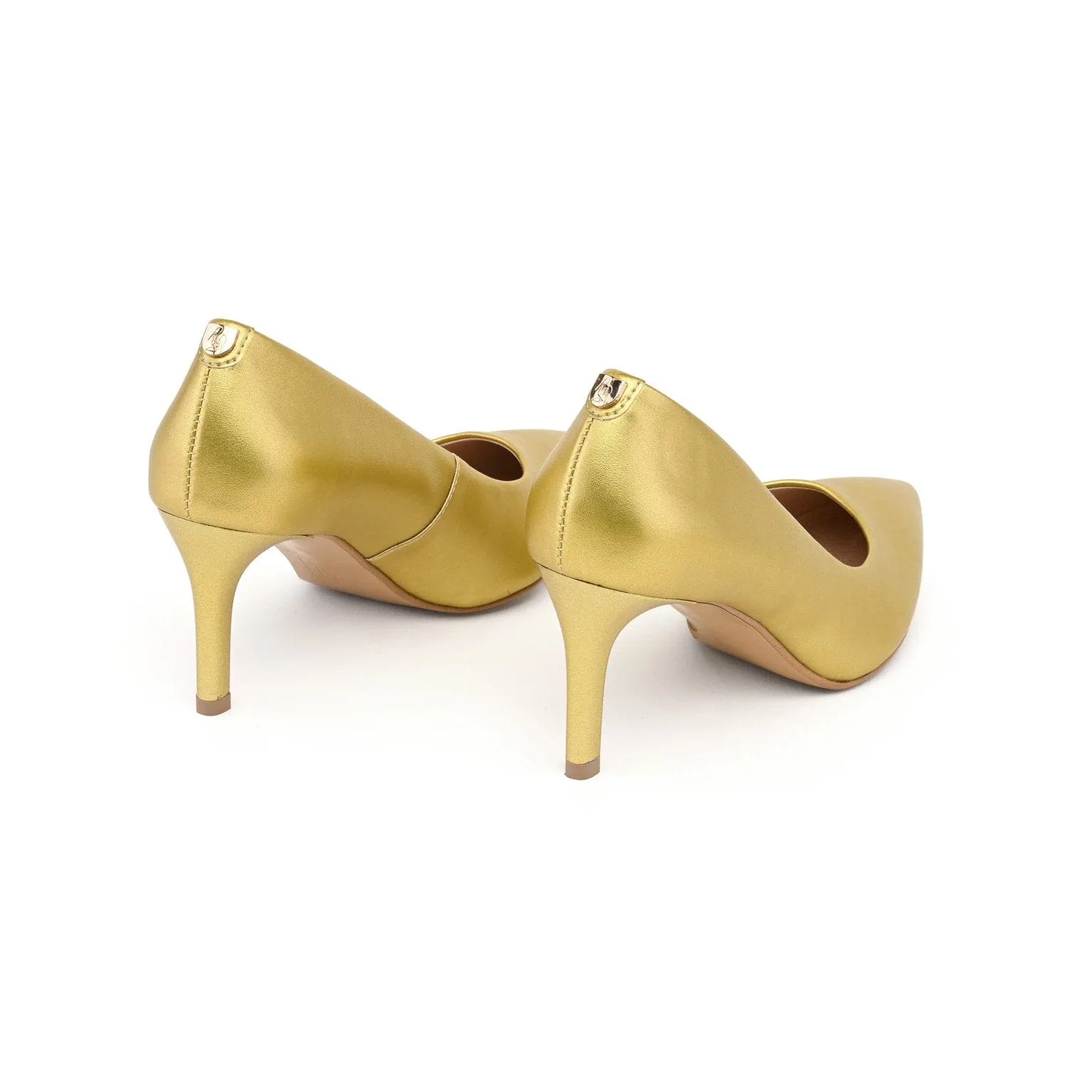 75mm Vegan Apple Leather Heels | Golden Glamour