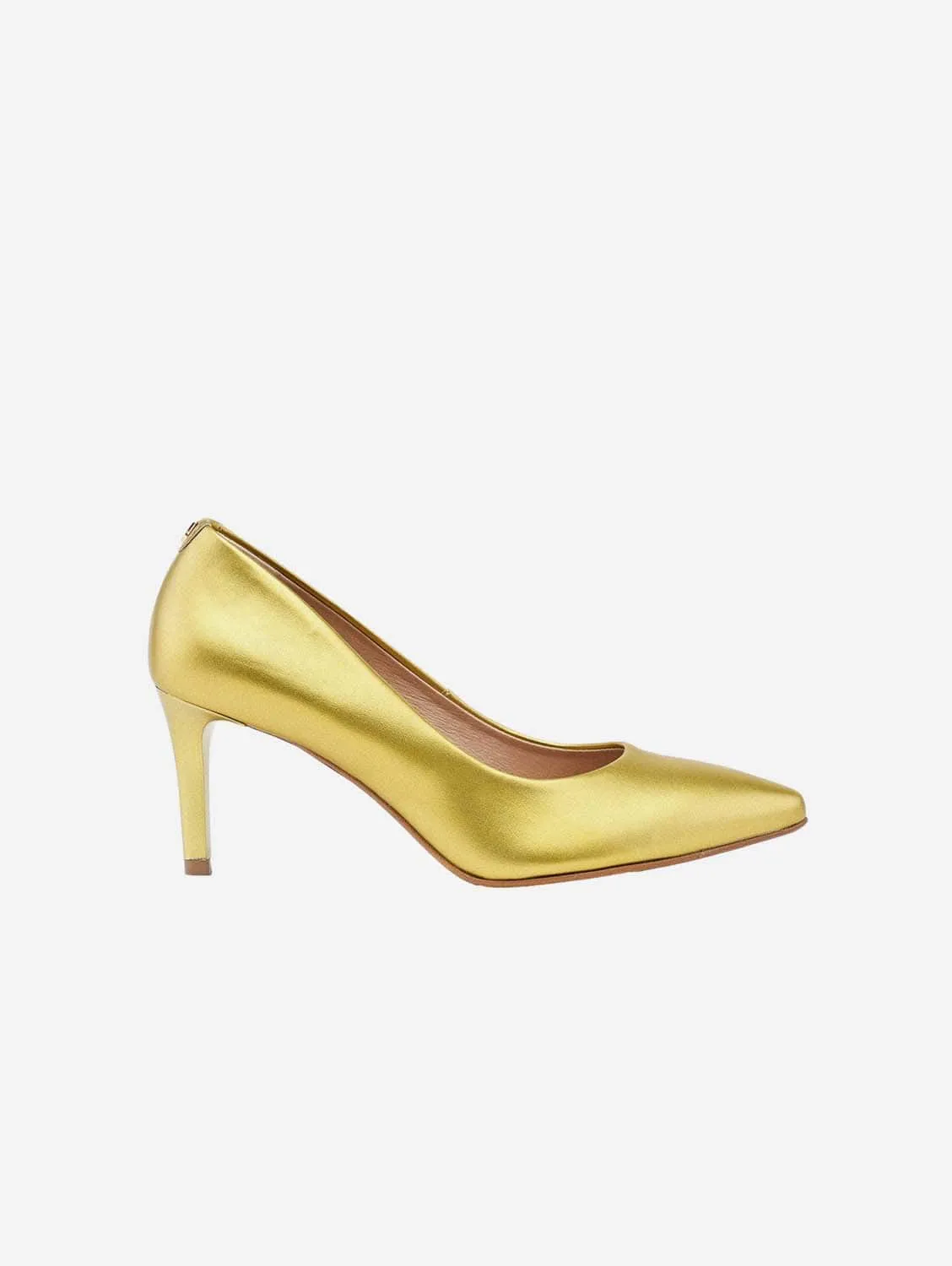 75mm Vegan Apple Leather Heels | Golden Glamour