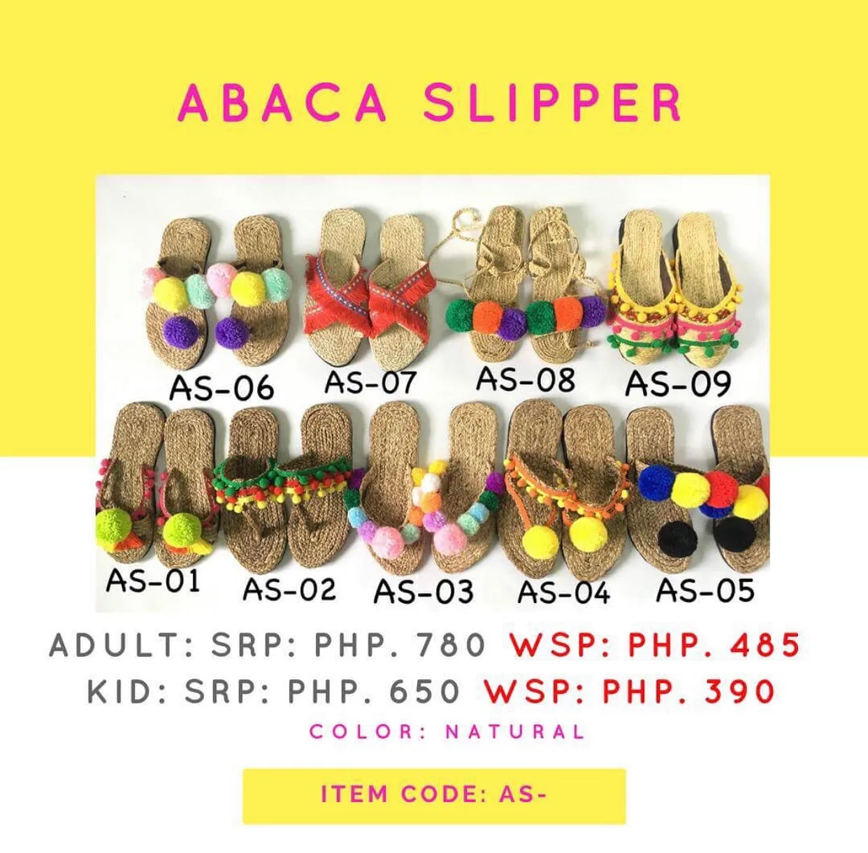 Abaca Pompom Slippers