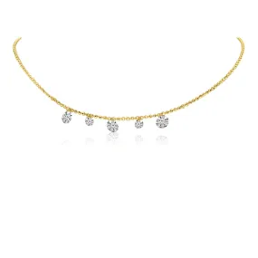 AFJ Diamond Collection - 5 Stone Diamond Necklace, Yellow Gold