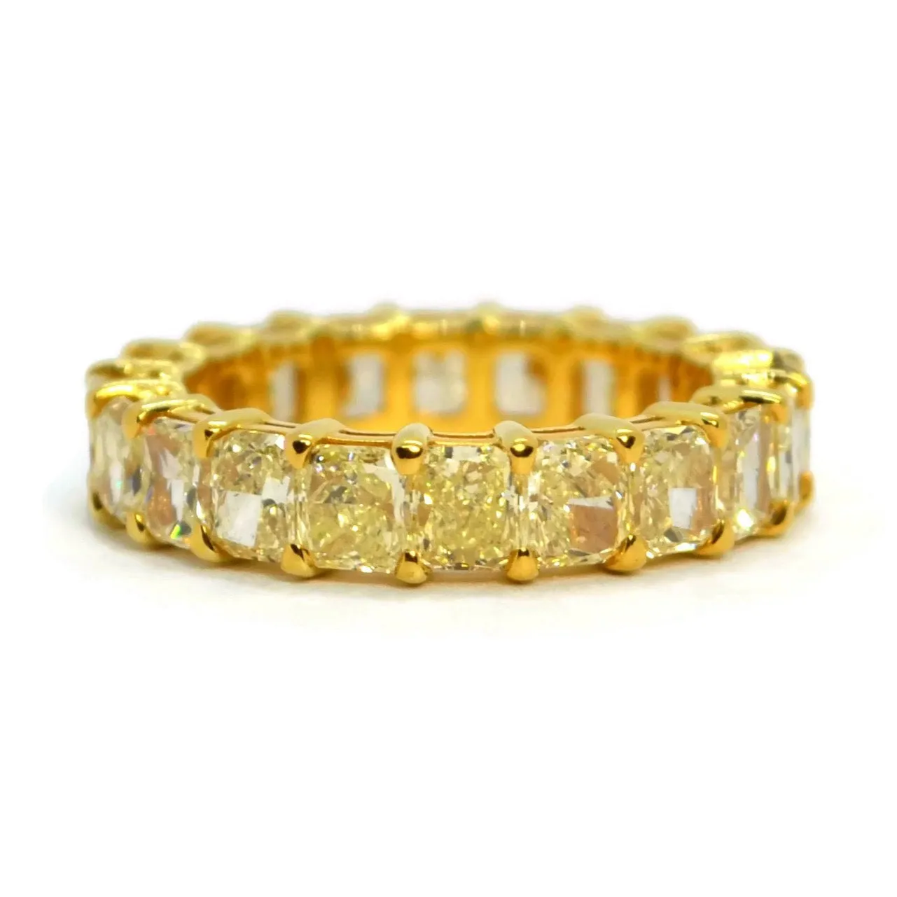 AFJ Diamond Collection - Eternity Band Ring with Fancy Yellow Asscher-cut Diamonds 5.27 carats, 18k Yellow Gold