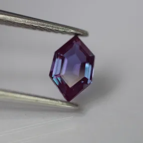 Alexandrite | lab created, colour changing, long hexagon cut 7.5x5mm, 0.70 ct