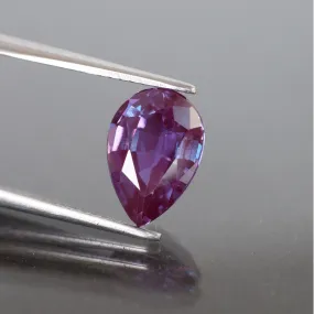 Alexandrite | lab created, colour changing, pear cut 7x5mm, 0.6ct