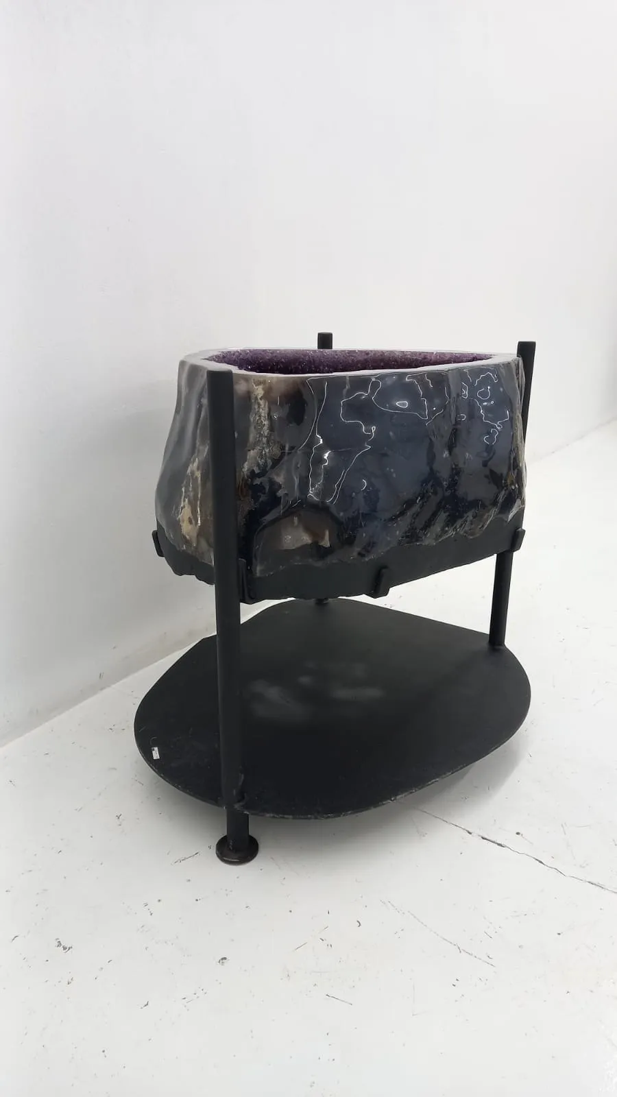 Amethyst Geode with Calcite Table from Brazil on Custom Stand- 33 / 498 lbs