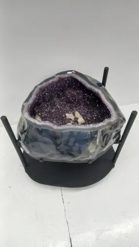 Amethyst Geode with Calcite Table from Brazil on Custom Stand- 33 / 498 lbs