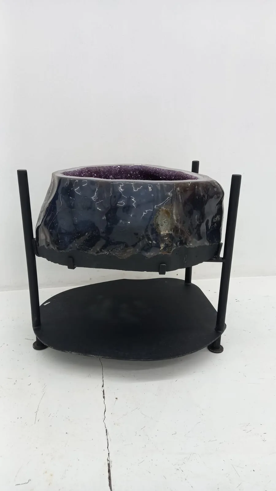 Amethyst Geode with Calcite Table from Brazil on Custom Stand- 33 / 498 lbs