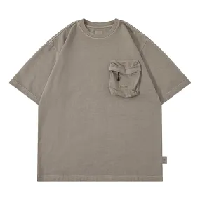 A[S]USL PIGMENT DYE ZIPPER POCKET TEE-LIGHT OLIVE