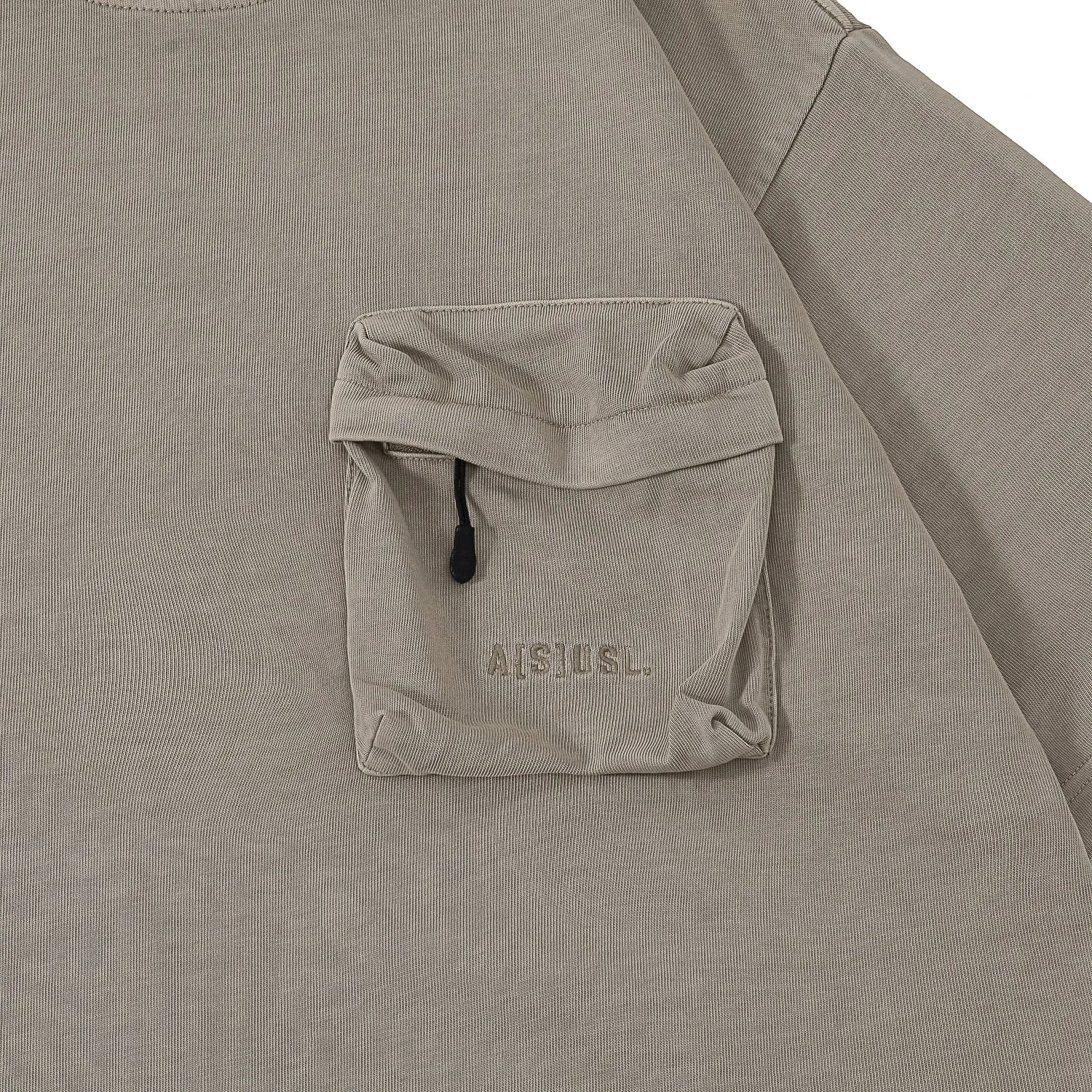 A[S]USL PIGMENT DYE ZIPPER POCKET TEE-LIGHT OLIVE