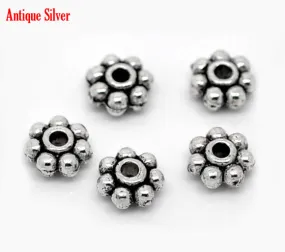 AVBeads Bulk Beads Metal Daisy Spacer 5mm Silver BMB00900 18g (approx 100pcs)