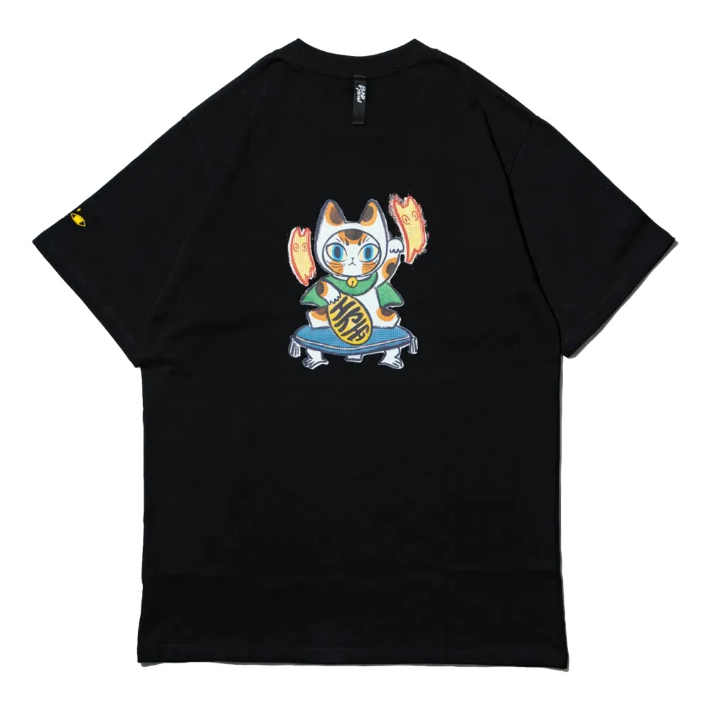 BADMEAW LUCKY CAT TEE-BLACK