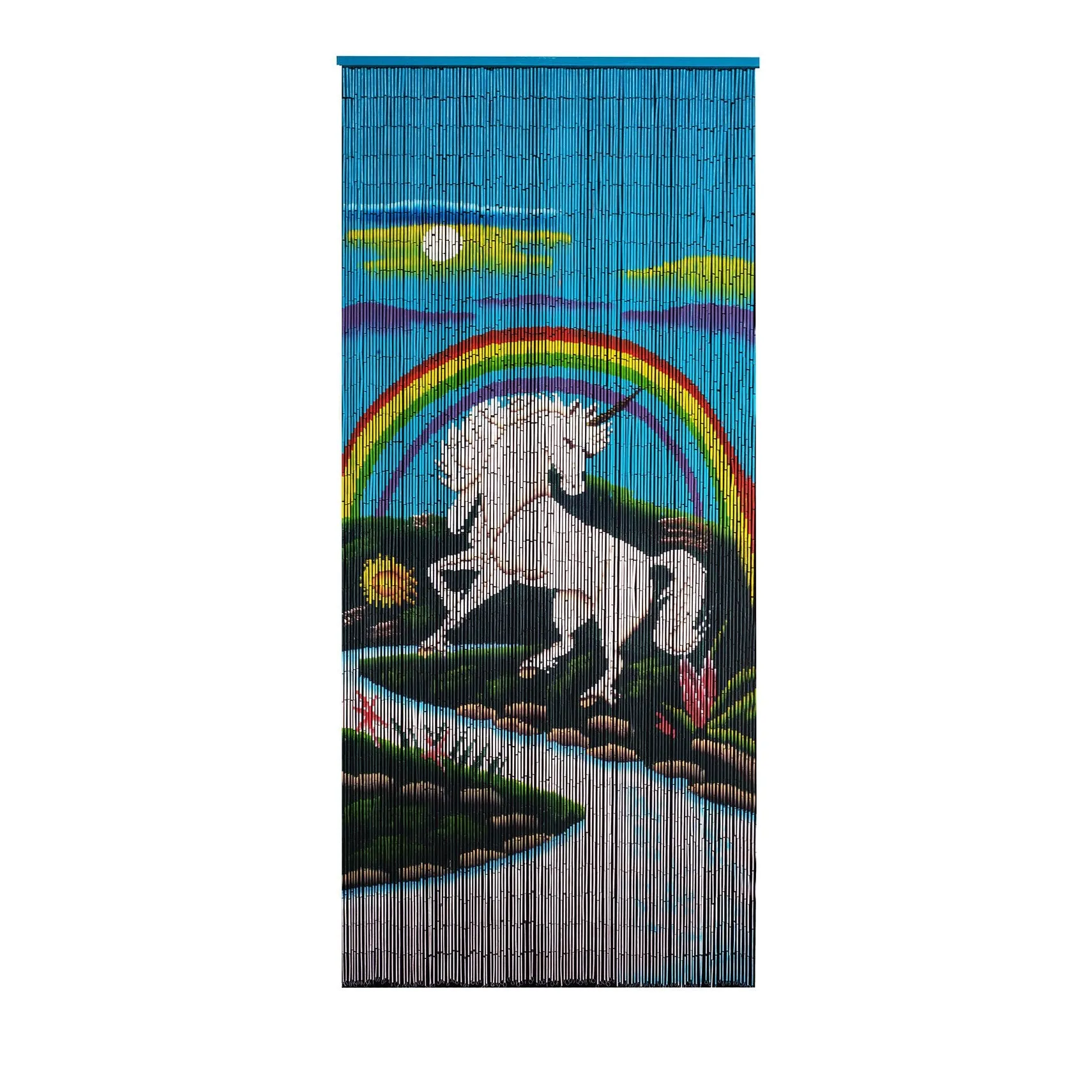 Bamboo Beaded Curtain Hand Painted - Unicorn