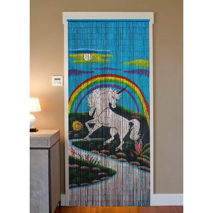 Bamboo Beaded Curtain Hand Painted - Unicorn