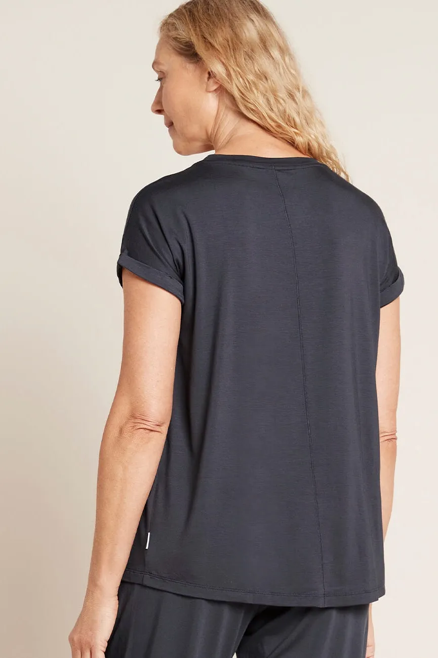 Bamboo Downtime Roll Sleeve Lounge Top - Storm