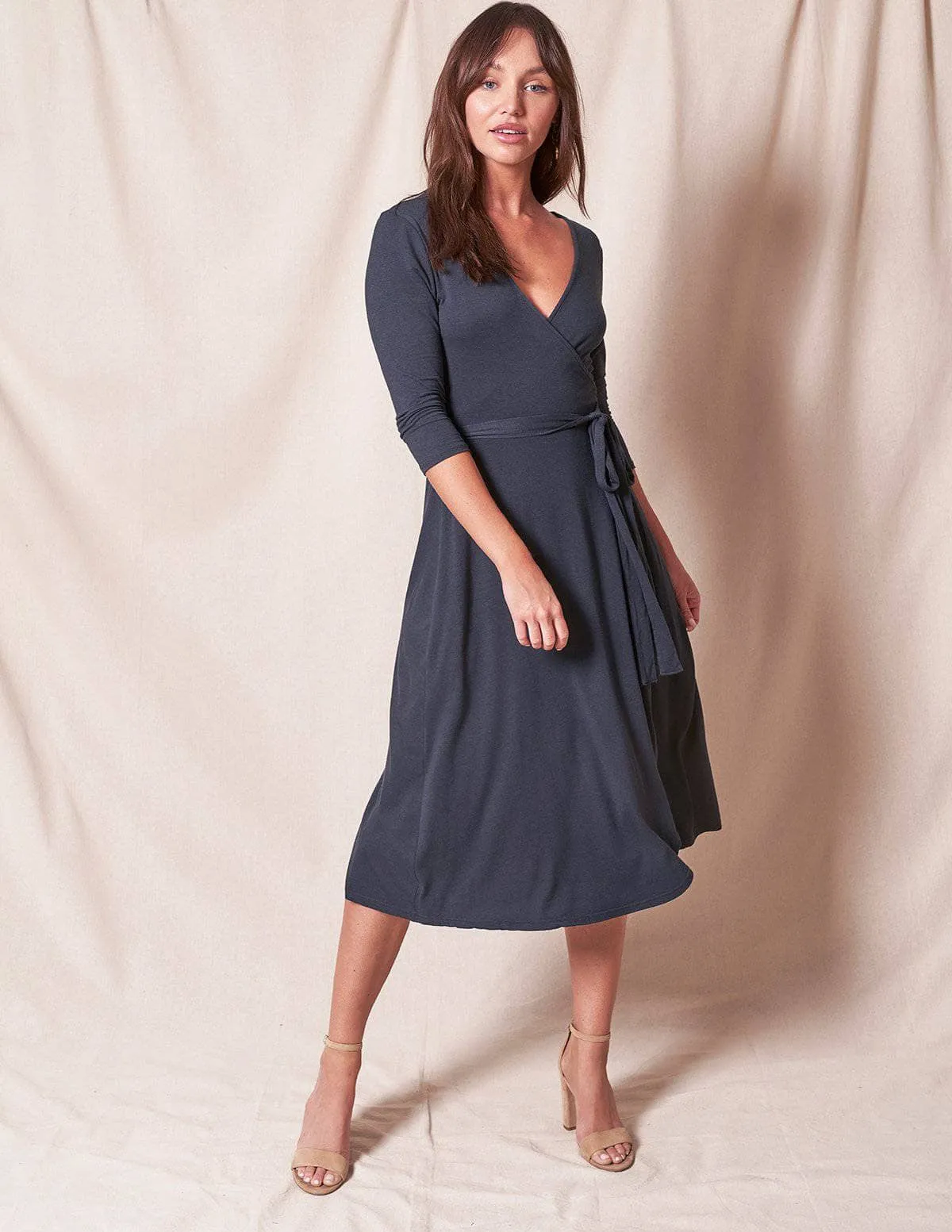 Bamboo / Organic Cotton Wrap Dress - Titanium Large and XL Only