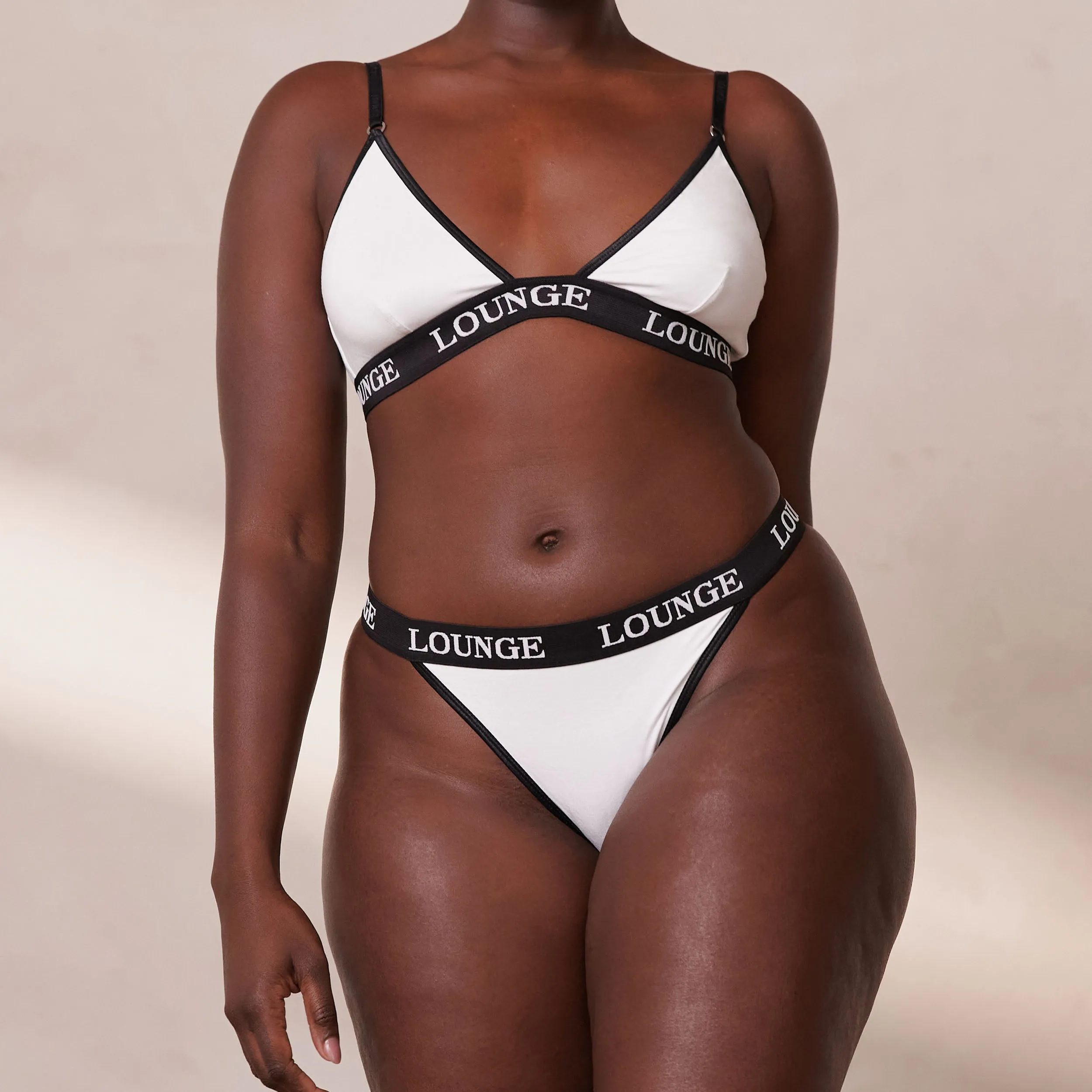 Bamboo Triangle Bra  - White & Black