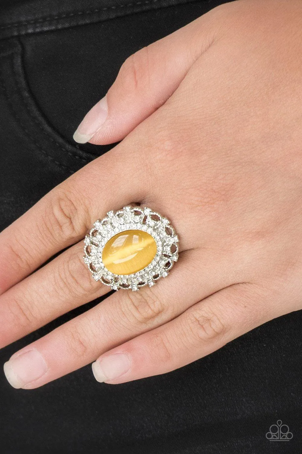 BAROQUE The Spell Yellow Moonstone Ring - Paparazzi Accessories