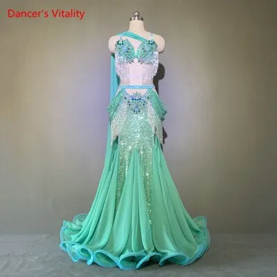 Belly Dance Custom Performance Clothes Female Child Temperament Bra Set Woman High Waist Big Swing Skirt Competition Clothing