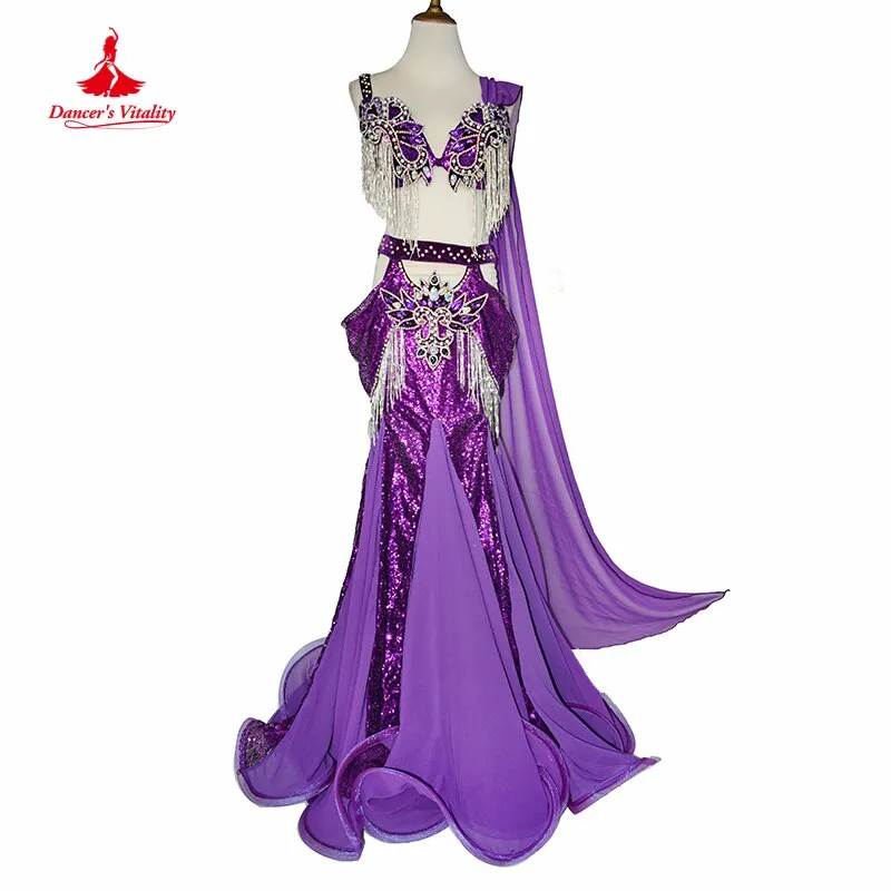 Belly Dance Custom Performance Clothes Female Child Temperament Bra Set Woman High Waist Big Swing Skirt Competition Clothing