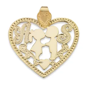 Better Jewelry 10K Gold Pendant Love Pair with Initials