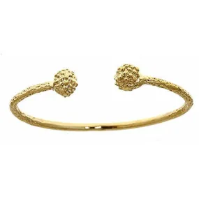 Better Jewelry 14K Yellow Gold BABY West Indian Bangle w. Textured Ball Ends (Made in USA)